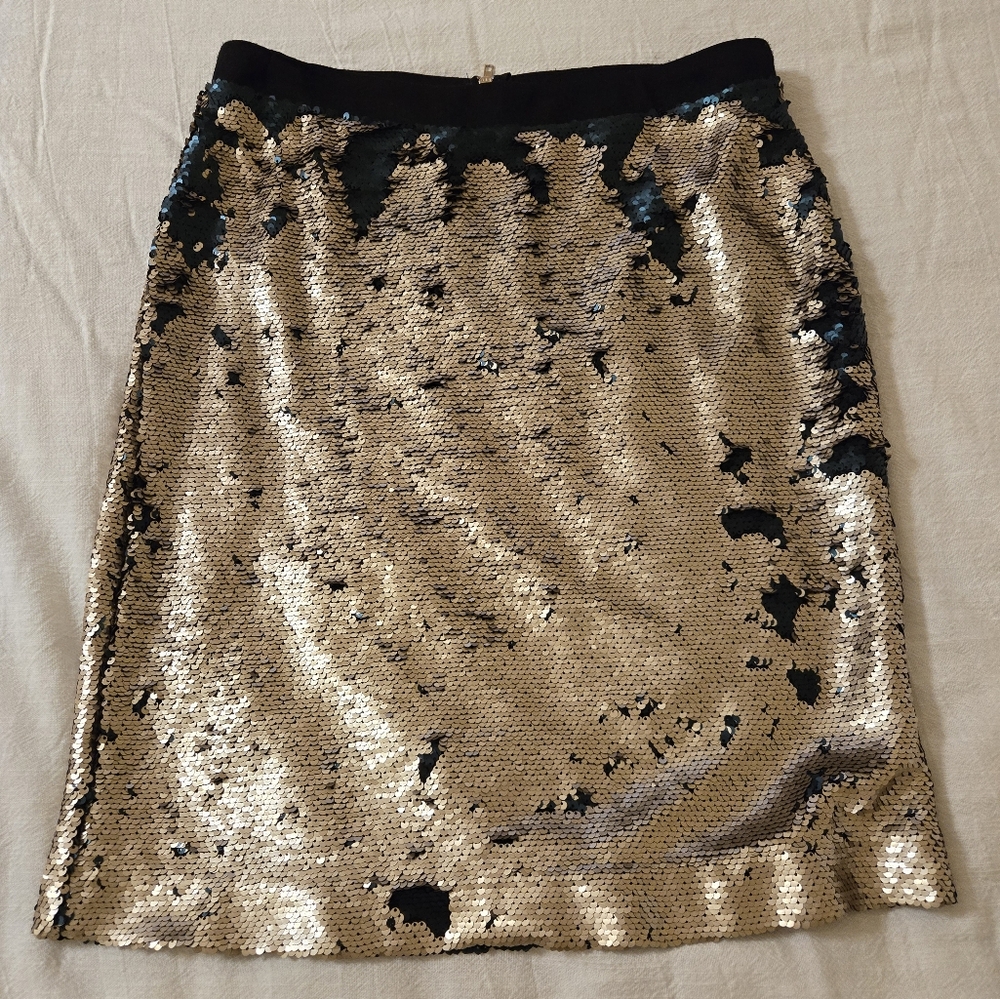 Lined  Sequin Skirt Great for Christnas Parties (M)  Gold and Emerald